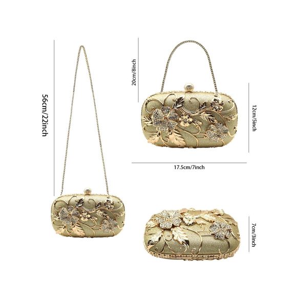 Gold Evening Clutch Purse mal, Metallic Evening Handbags Metal >:( - Picture 2 of 7